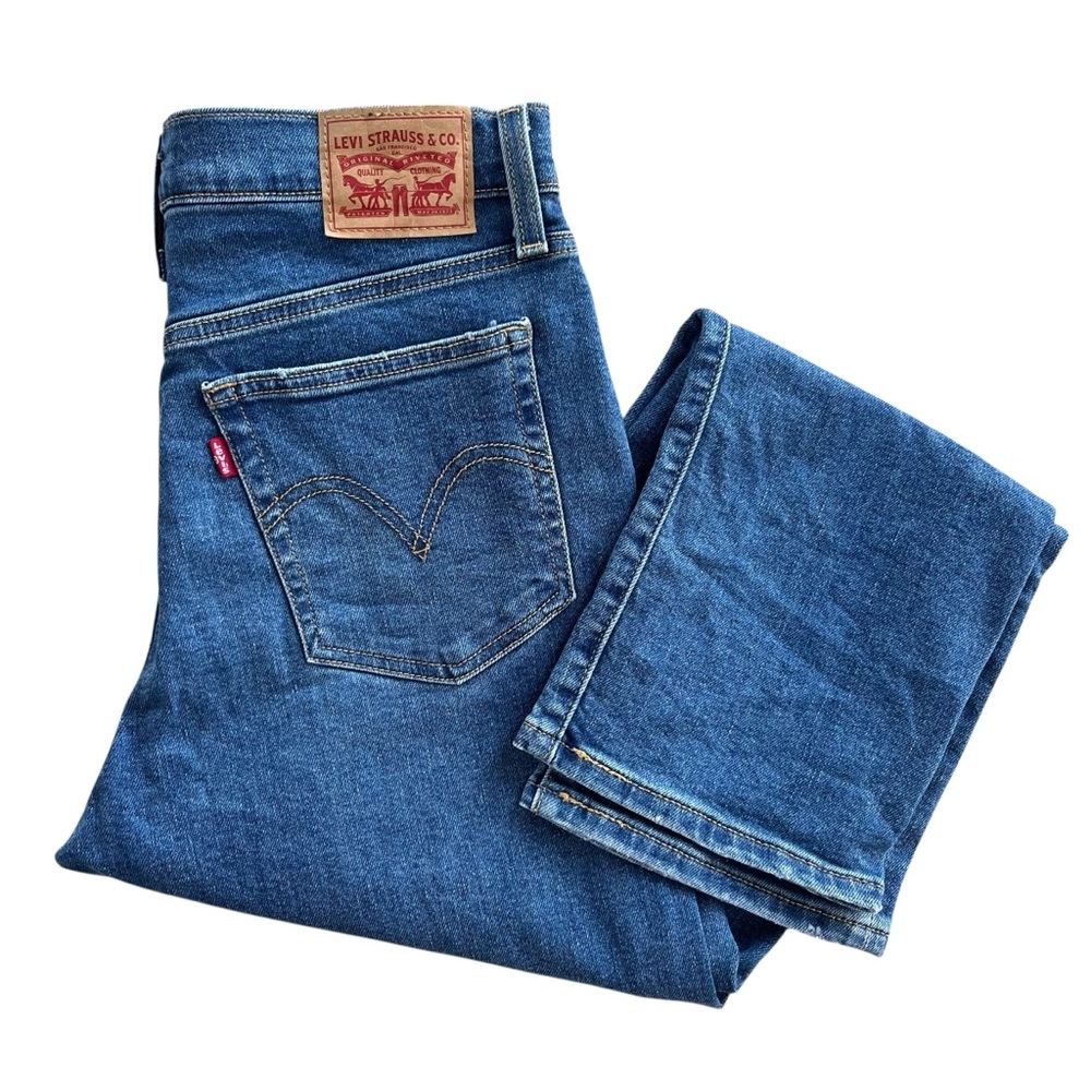 Levi’s Women 30 Medium Wash Blue Denim High Rise Button Fly Wedgie Straight Jean